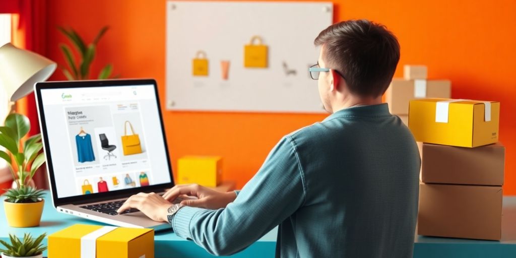 Person, Laptop, Produkte, Versand, Dropshipping, Online-Shop